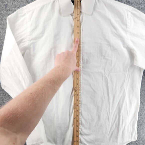 Canali Cotton French Cuff Italy 16.5 White Solid Button Up Men Luxury Shirt - Picture 10 of 16